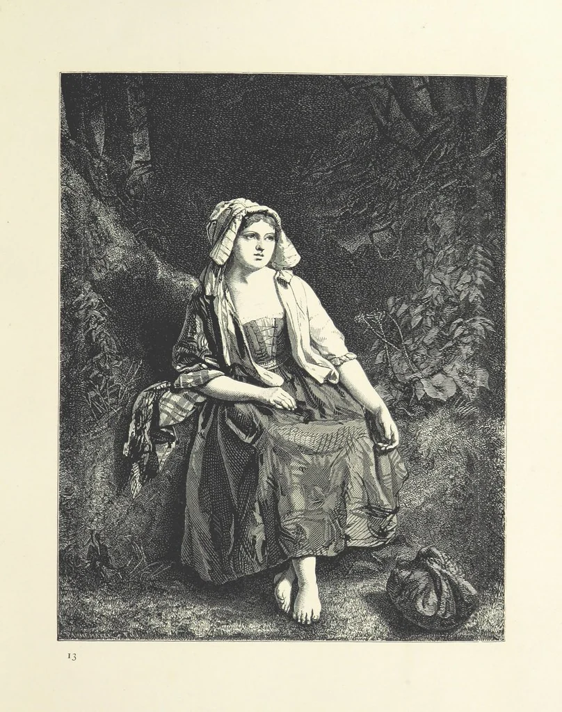 An illustration from Pictures from English Literature ... With twenty illustrations, by J. C. Horsley, E. M. Ward, W. F. Yeames, etc, 1870, leaf 141