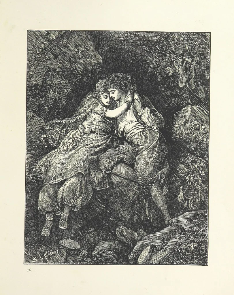 An illustration from Pictures from English Literature ... With twenty illustrations, by J. C. Horsley, E. M. Ward, W. F. Yeames, etc, 1870, leaf 167