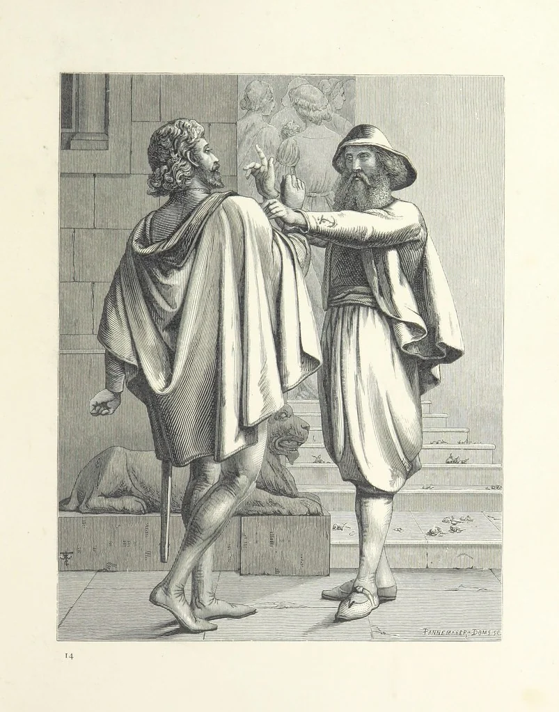 An illustration from Pictures from English Literature ... With twenty illustrations, by J. C. Horsley, E. M. Ward, W. F. Yeames, etc, 1870, leaf 27