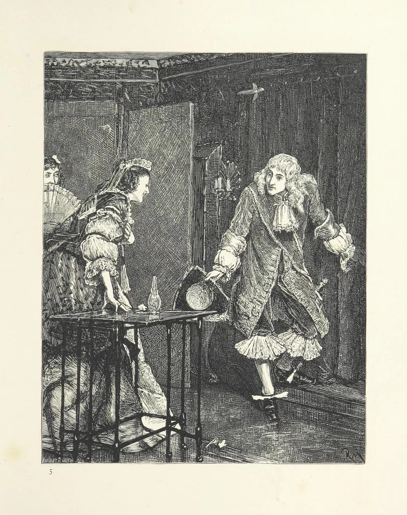 An illustration from Pictures from English Literature ... With twenty illustrations, by J. C. Horsley, E. M. Ward, W. F. Yeames, etc, 1870, leaf 67