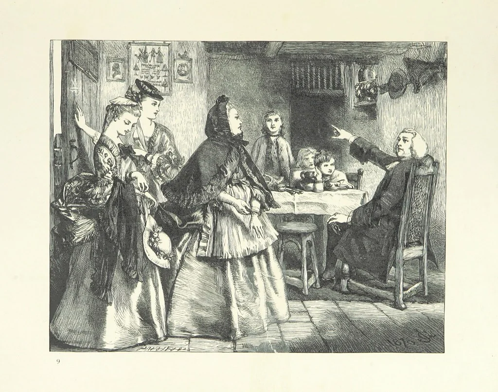 An illustration from Pictures from English Literature ... With twenty illustrations, by J. C. Horsley, E. M. Ward, W. F. Yeames, etc, 1870, leaf 99