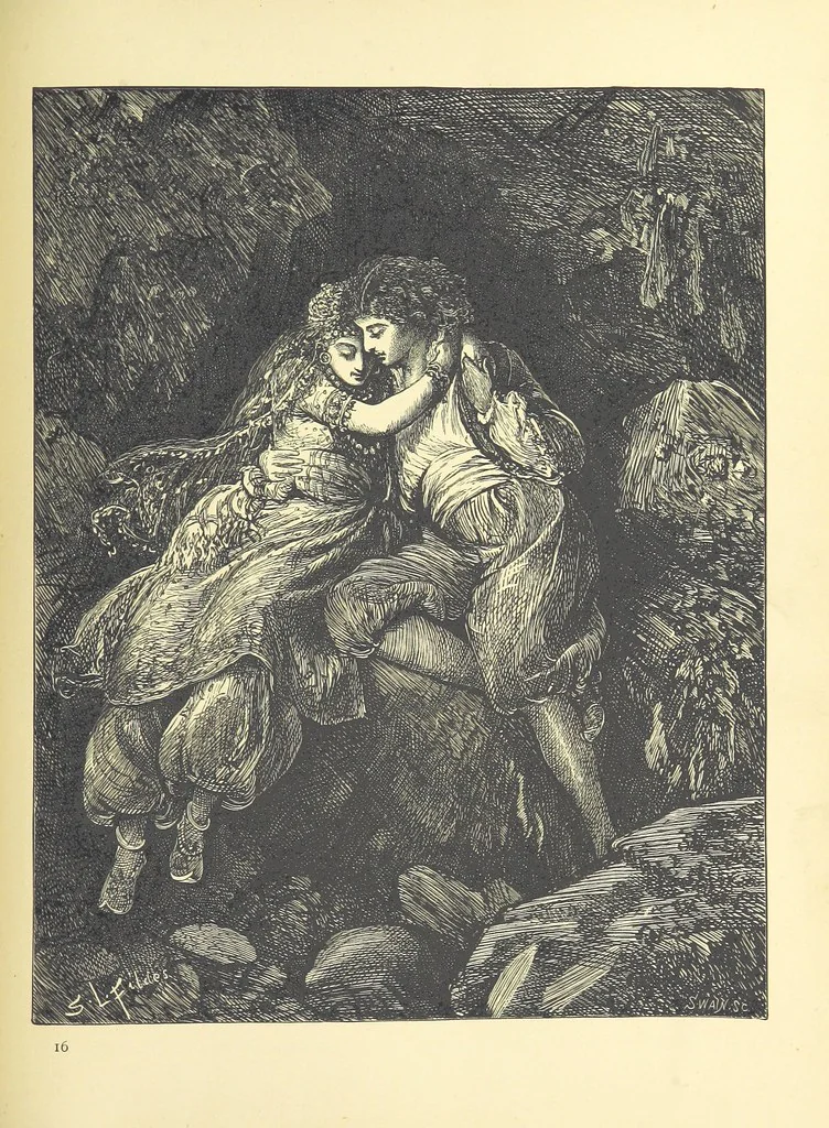 An illustration from Pictures from English Literature ... With twenty illustrations, by J. C. Horsley, E. M. Ward, W. F. Yeames, etc, 1880, leaf 171