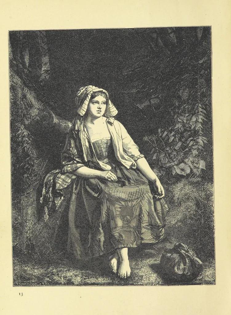 An illustration from Pictures from English Literature ... With twenty illustrations, by J. C. Horsley, E. M. Ward, W. F. Yeames, etc, 1880, leaf 6