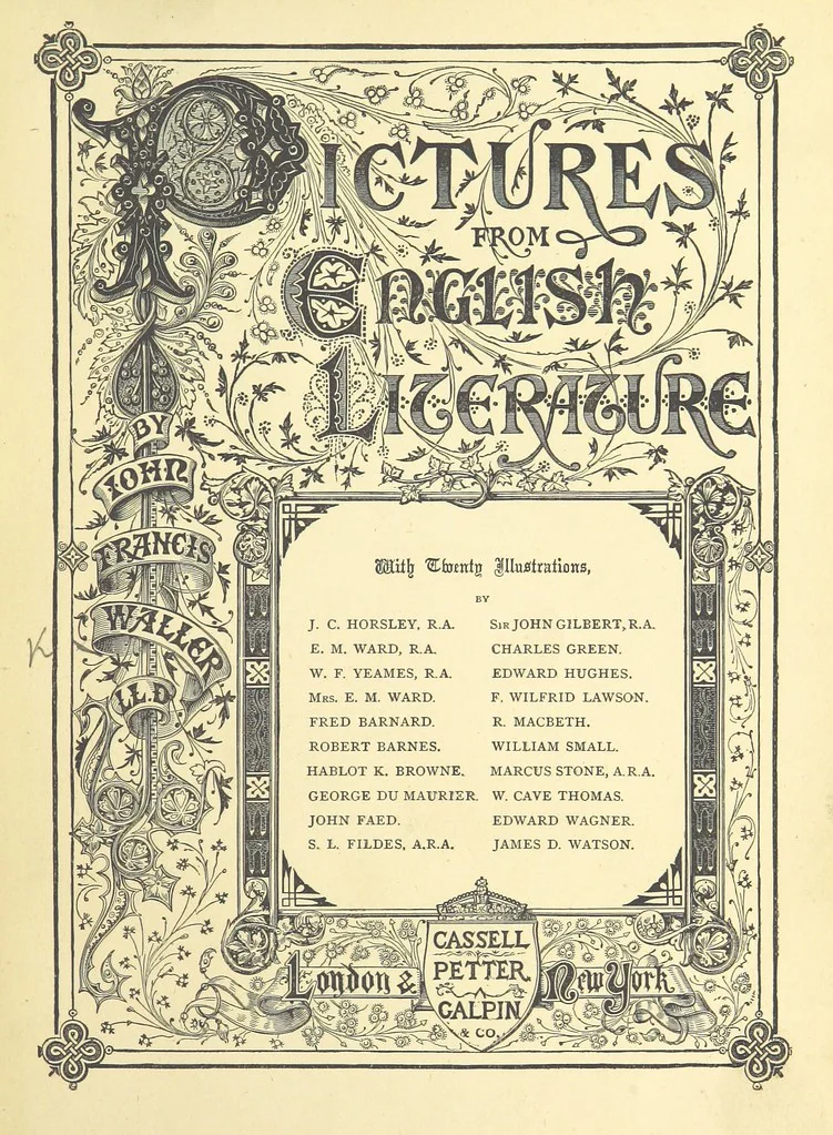 An illustration from Pictures from English Literature ... With twenty illustrations, by J. C. Horsley, E. M. Ward, W. F. Yeames, etc, 1880, leaf 7