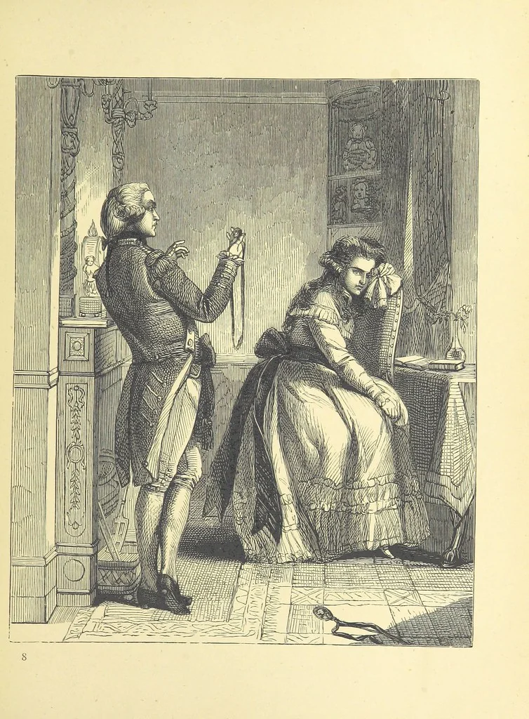 An illustration from Pictures from English Literature ... With twenty illustrations, by J. C. Horsley, E. M. Ward, W. F. Yeames, etc, 1880, leaf 93