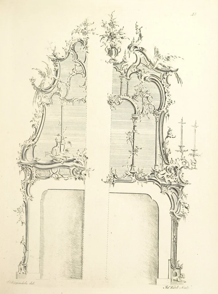An illustration from Old English and French ornaments; comprising 244 Designs ... by Chippendale, I. Jones, Johnson, Lock, and Pether ... Collected and republished by J. W, 1858, leaf 103
