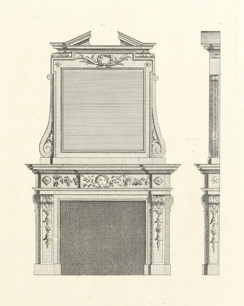 An illustration from Old English and French ornaments; comprising 244 Designs ... by Chippendale, I. Jones, Johnson, Lock, and Pether ... Collected and republished by J. W, 1858, leaf 123