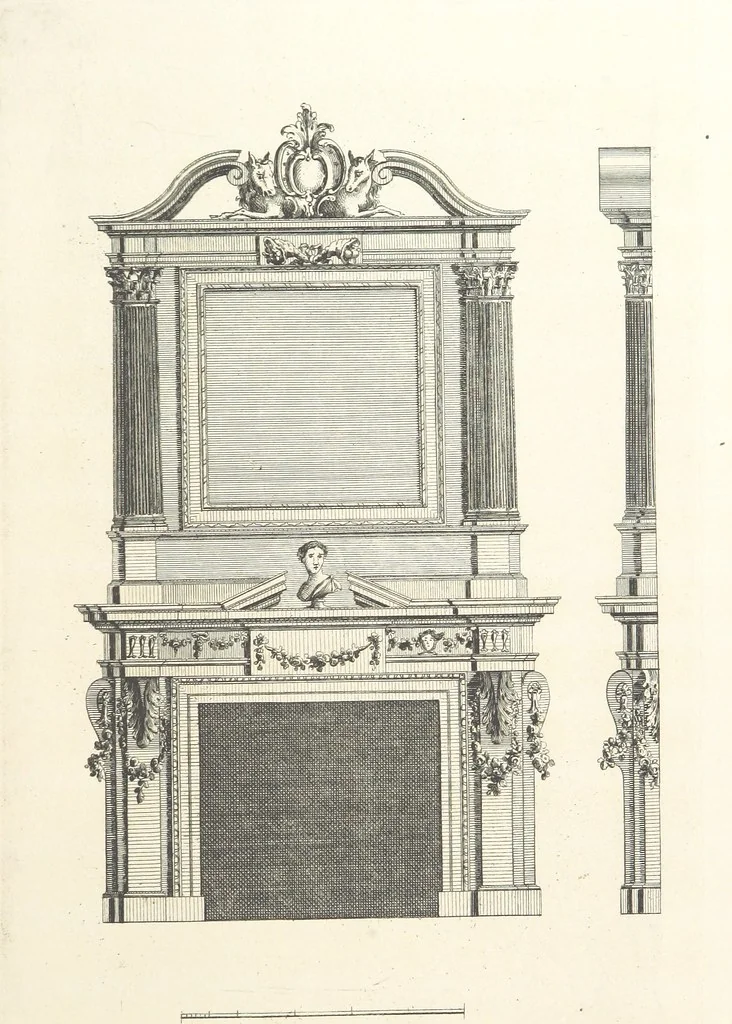 An illustration from Old English and French ornaments; comprising 244 Designs ... by Chippendale, I. Jones, Johnson, Lock, and Pether ... Collected and republished by J. W, 1858, leaf 129