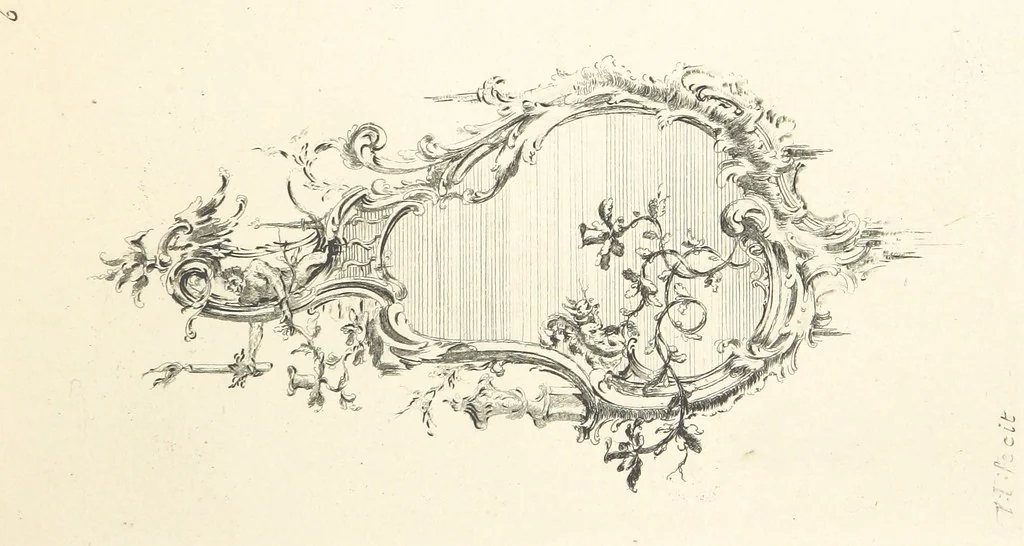 An illustration from Old English and French ornaments; comprising 244 Designs ... by Chippendale, I. Jones, Johnson, Lock, and Pether ... Collected and republished by J. W, 1858, leaf 159