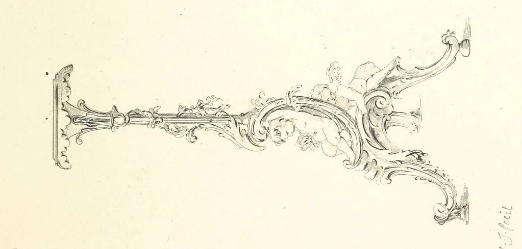 An illustration from Old English and French ornaments; comprising 244 Designs ... by Chippendale, I. Jones, Johnson, Lock, and Pether ... Collected and republished by J. W, 1858, leaf 159