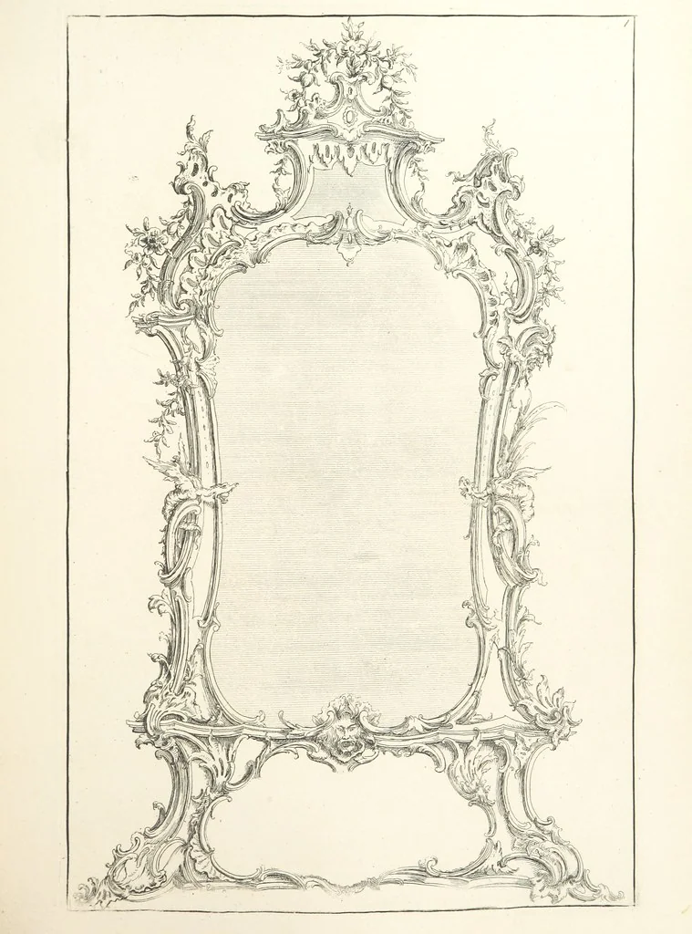 An illustration from Old English and French ornaments; comprising 244 Designs ... by Chippendale, I. Jones, Johnson, Lock, and Pether ... Collected and republished by J. W, 1858, leaf 199