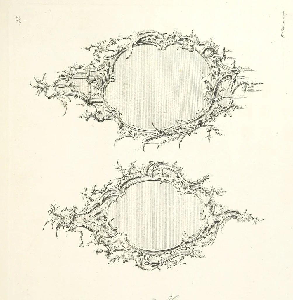 An illustration from Old English and French ornaments; comprising 244 Designs ... by Chippendale, I. Jones, Johnson, Lock, and Pether ... Collected and republished by J. W, 1858, leaf 207