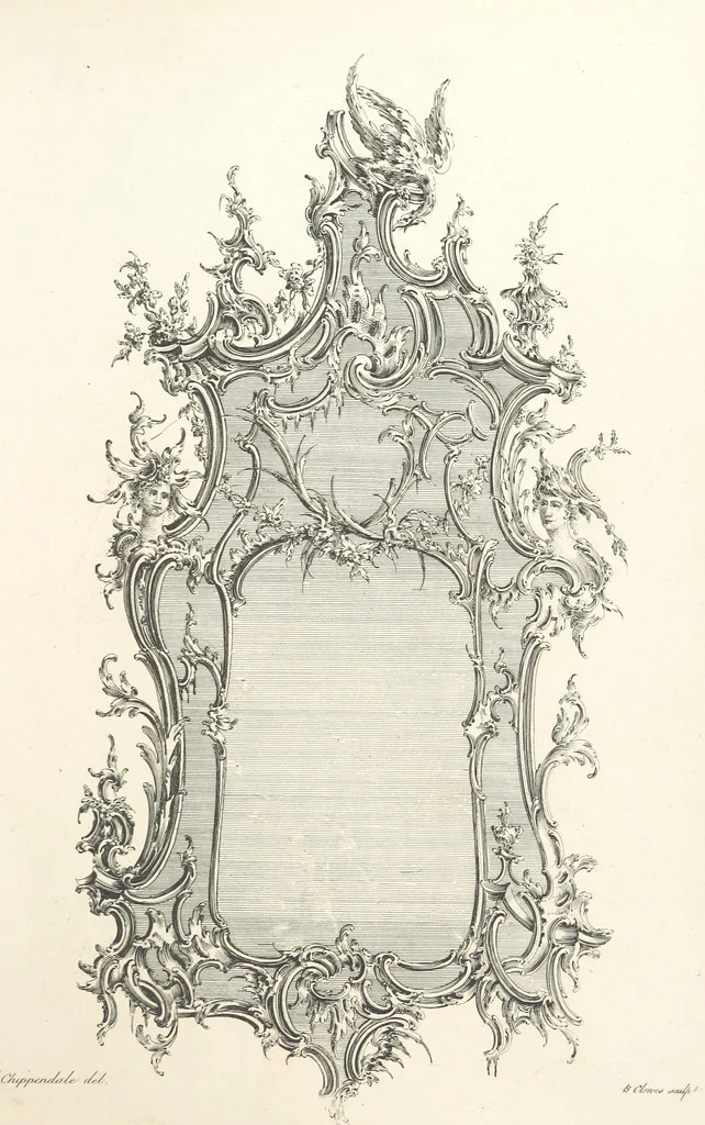 An illustration from Old English and French ornaments; comprising 244 Designs ... by Chippendale, I. Jones, Johnson, Lock, and Pether ... Collected and republished by J. W, 1858, leaf 25