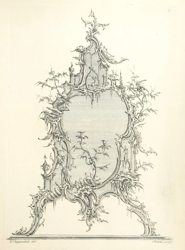 An illustration from Old English and French ornaments; comprising 244 Designs ... by Chippendale, I. Jones, Johnson, Lock, and Pether ... Collected and republished by J. W, 1858, leaf 27