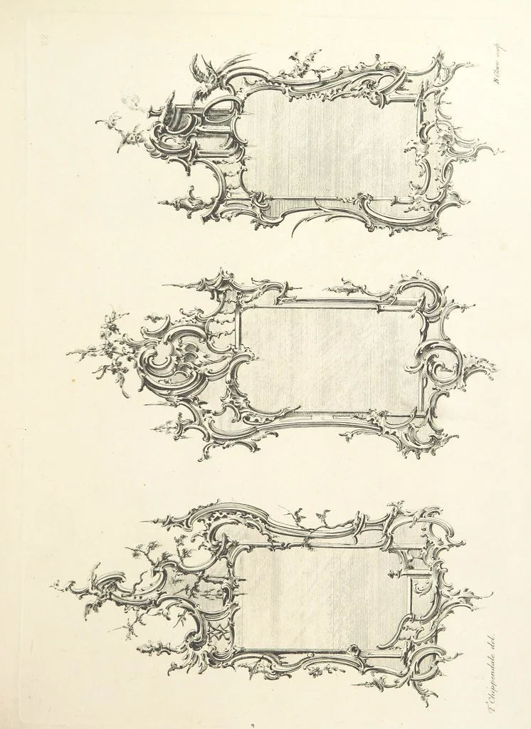 An illustration from Old English and French ornaments; comprising 244 Designs ... by Chippendale, I. Jones, Johnson, Lock, and Pether ... Collected and republished by J. W, 1858, leaf 61