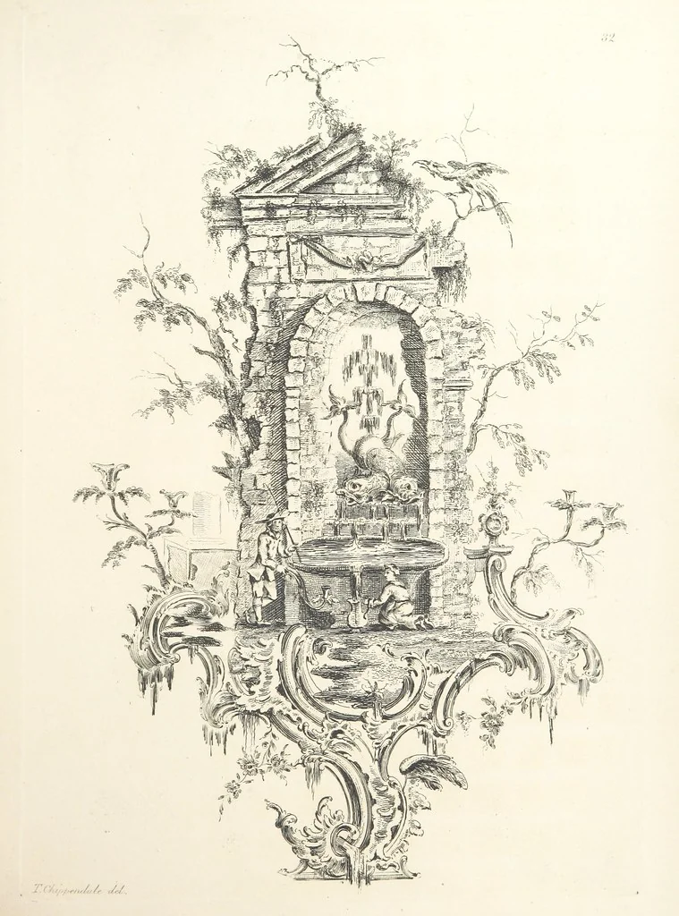 An illustration from Old English and French ornaments; comprising 244 Designs ... by Chippendale, I. Jones, Johnson, Lock, and Pether ... Collected and republished by J. W, 1858, leaf 81