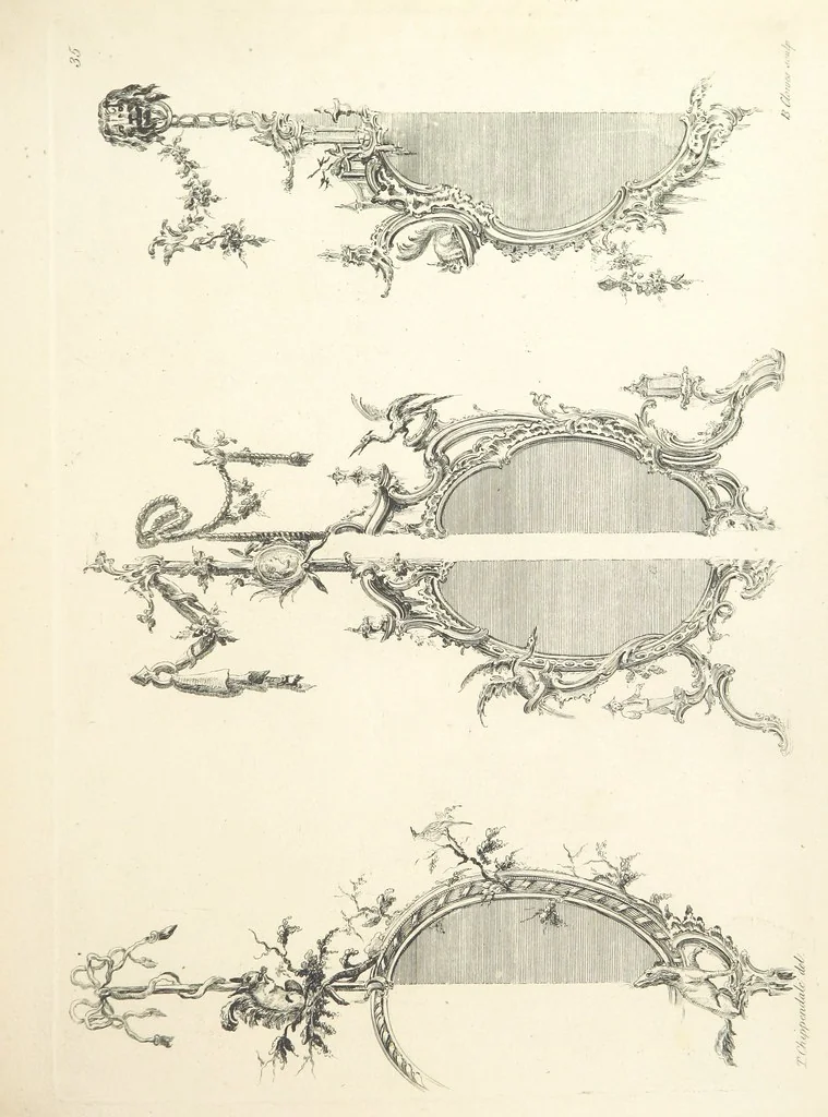 An illustration from Old English and French ornaments; comprising 244 Designs ... by Chippendale, I. Jones, Johnson, Lock, and Pether ... Collected and republished by J. W, 1858, leaf 87