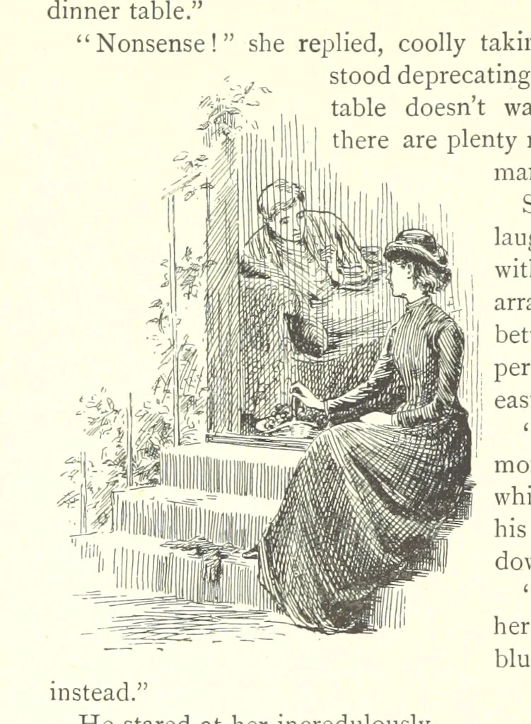 An illustration from For Auld Lang Syne; a nineteenth century story ... Illustrated by E. M. Taylor, 1889, leaf 42
