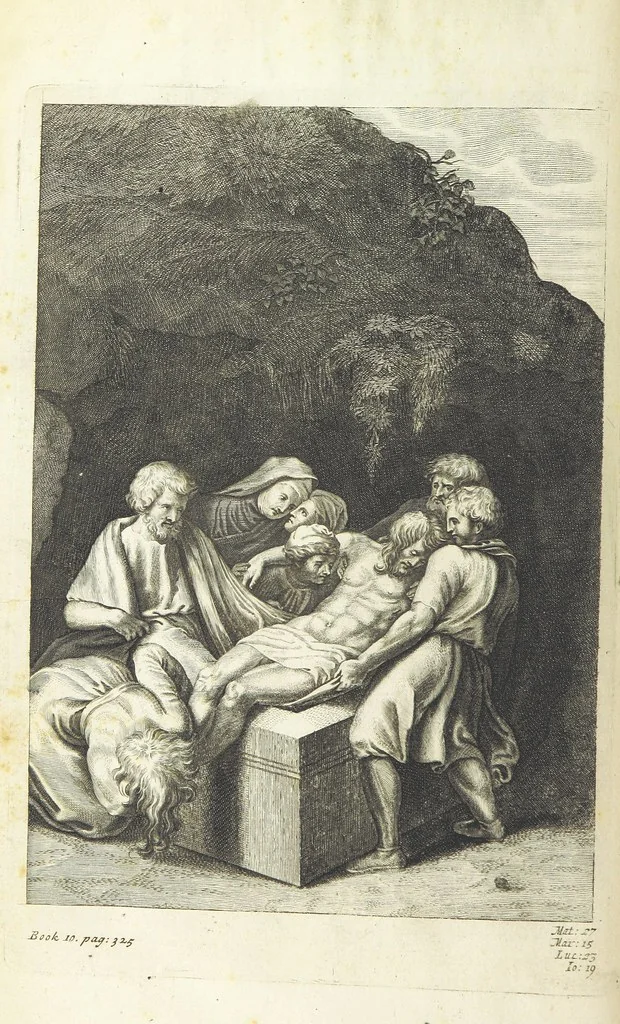 An illustration from The Life of Our Blessed Lord & Saviour Jesus Christ. An heroic poem ... Illustrated by necessary notes ... also a prefatory discourse concerning heroic poetry. With sixty copper-plates [by William Faithorne, 1693, leaf 482