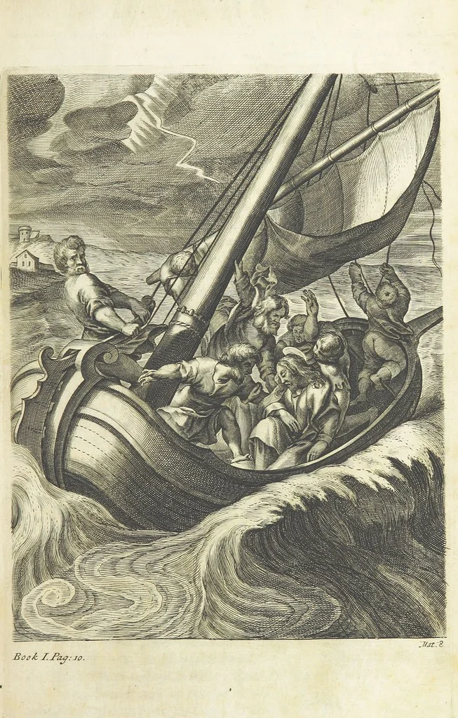 An illustration from The Life of Our Blessed Lord & Saviour Jesus Christ. An heroic poem ... Illustrated by necessary notes ... also a prefatory discourse concerning heroic poetry. With sixty copper-plates [by William Faithorne, 1693, leaf 57