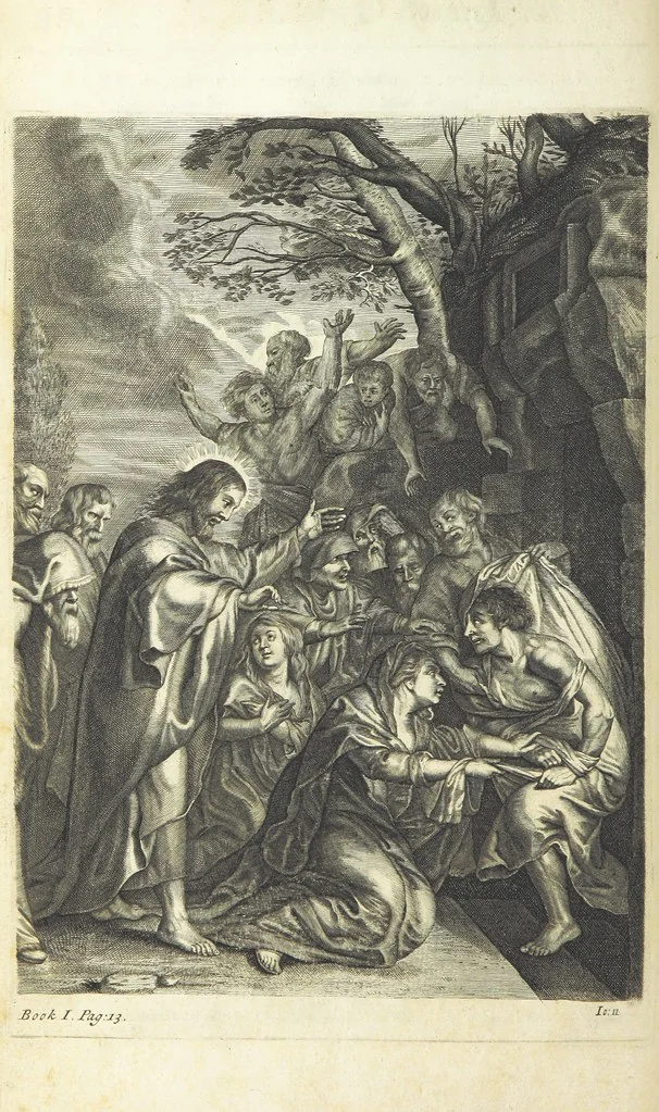 An illustration from The Life of Our Blessed Lord & Saviour Jesus Christ. An heroic poem ... Illustrated by necessary notes ... also a prefatory discourse concerning heroic poetry. With sixty copper-plates [by William Faithorne, 1693, leaf 62