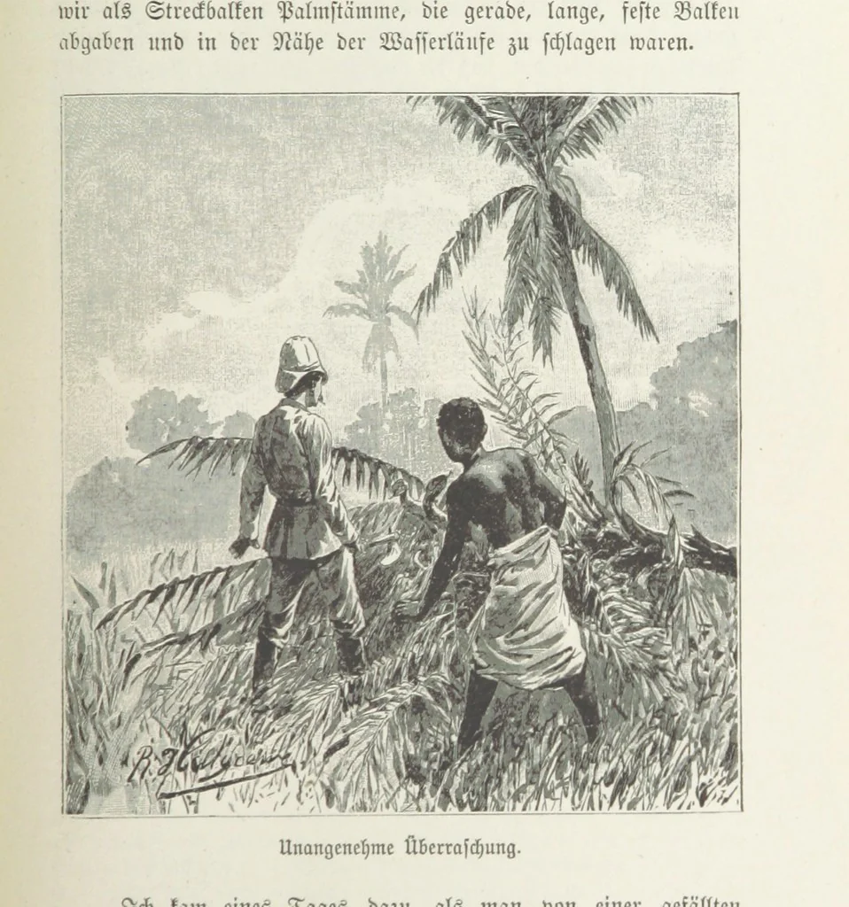 An illustration from Meine zweite Durchquerung Äquatorial-Afrikas vom Congo zum Zambesi während der Jahre 1886 und 1887 ... Mit 92 Abbildungen, etc, 1890, leaf 107