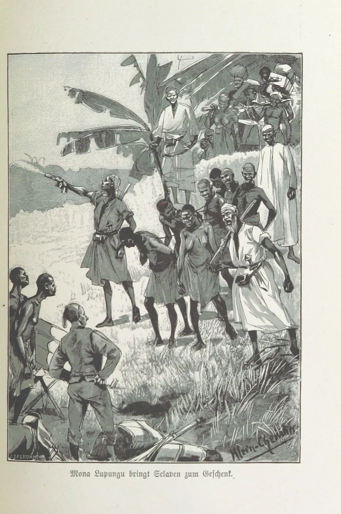 An illustration from Meine zweite Durchquerung Äquatorial-Afrikas vom Congo zum Zambesi während der Jahre 1886 und 1887 ... Mit 92 Abbildungen, etc, 1890, leaf 201