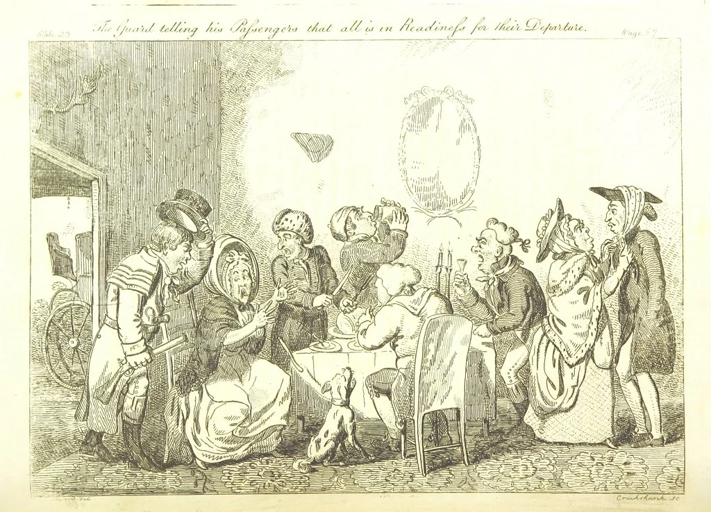 An illustration from Excentric excursions; or, literary and pictorial sketches of countenance, character and country in different parts of England and South Wales ... Embellished with ... prints [by J. Cruikshank, 1807, leaf 120