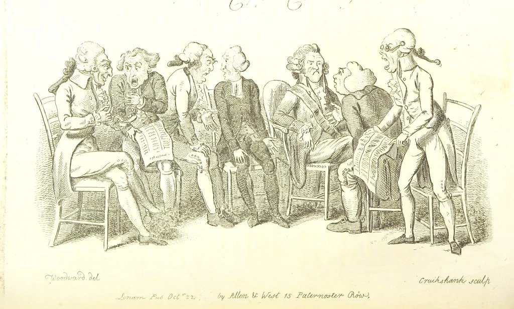 An illustration from Excentric excursions; or, literary and pictorial sketches of countenance, character and country in different parts of England and South Wales ... Embellished with ... prints [by J. Cruikshank, 1807, leaf 136