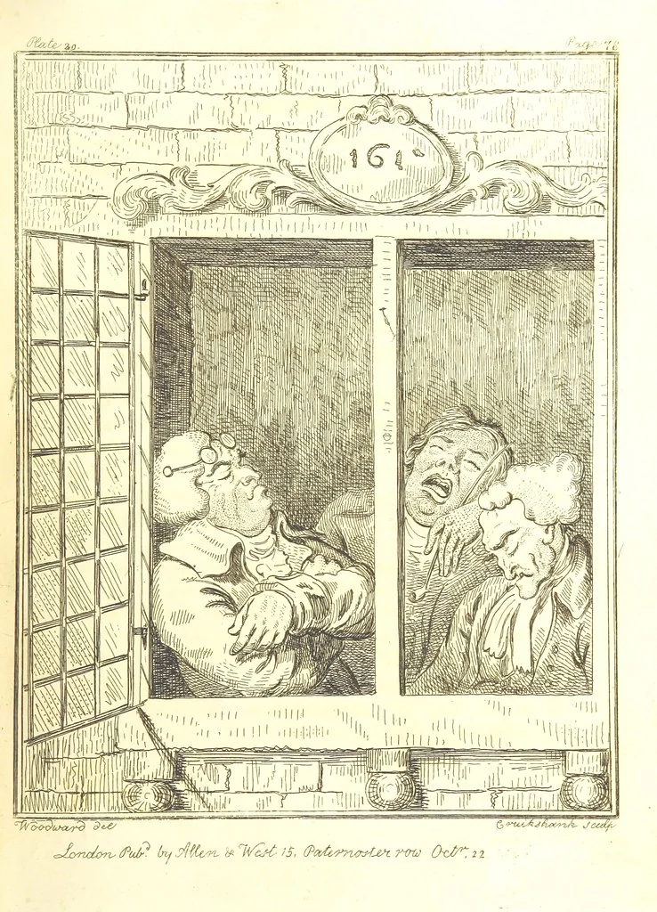 An illustration from Excentric excursions; or, literary and pictorial sketches of countenance, character and country in different parts of England and South Wales ... Embellished with ... prints [by J. Cruikshank, 1807, leaf 153