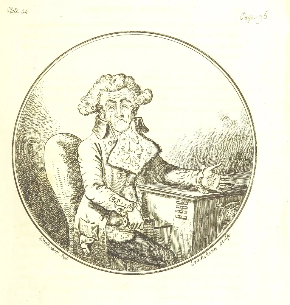 An illustration from Excentric excursions; or, literary and pictorial sketches of countenance, character and country in different parts of England and South Wales ... Embellished with ... prints [by J. Cruikshank, 1807, leaf 181