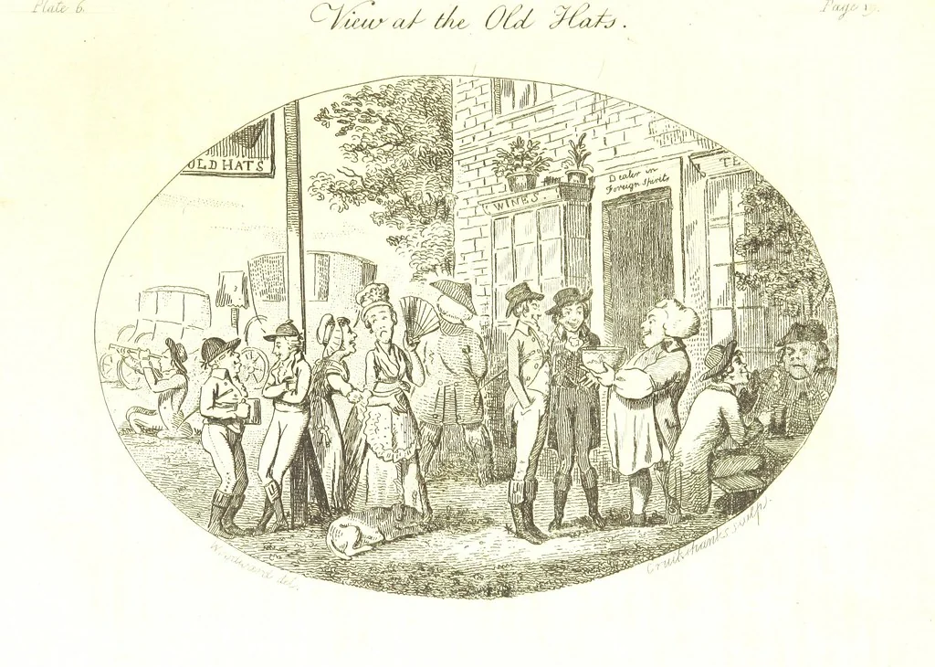 An illustration from Excentric excursions; or, literary and pictorial sketches of countenance, character and country in different parts of England and South Wales ... Embellished with ... prints [by J. Cruikshank, 1807, leaf 47