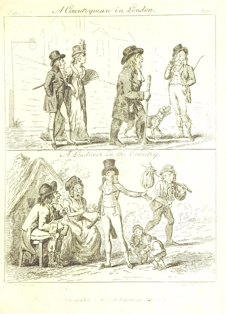 An illustration from Excentric excursions; or, literary and pictorial sketches of countenance, character and country in different parts of England and South Wales ... Embellished with ... prints [by J. Cruikshank, 1807, leaf 51