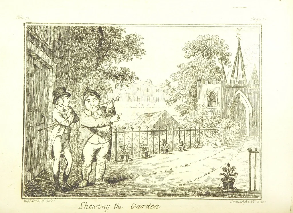 An illustration from Excentric excursions; or, literary and pictorial sketches of countenance, character and country in different parts of England and South Wales ... Embellished with ... prints [by J. Cruikshank, 1807, leaf 70