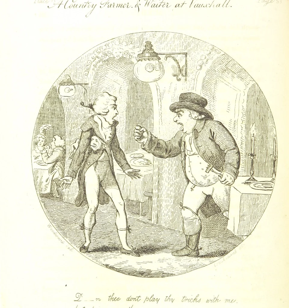 An illustration from Excentric excursions; or, literary and pictorial sketches of countenance, character and country in different parts of England and South Wales ... Embellished with ... prints [by J. Cruikshank, 1807, leaf 80