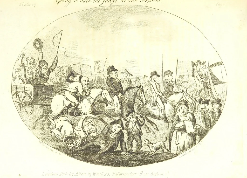 An illustration from Excentric excursions; or, literary and pictorial sketches of countenance, character and country in different parts of England and South Wales ... Embellished with ... prints [by J. Cruikshank, 1807, leaf 91