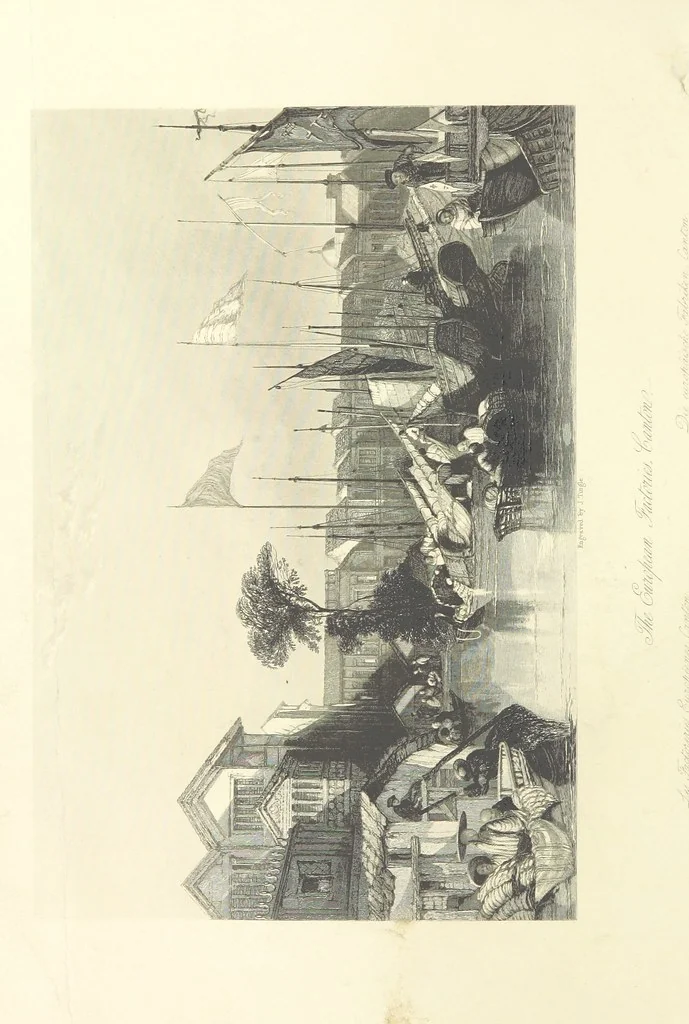 An illustration from China: in a series of views, displaying the scenery, architecture and social habits of that ancient empire. Drawn ... by T. Allom. With historical and descriptive notices by the Rev. G. N. Wright, 1858, leaf 8