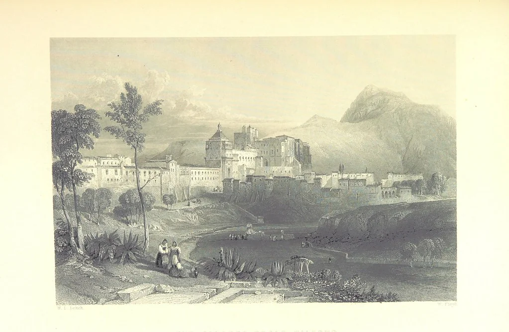 An illustration from Belgium, the Rhine, Italy, Greece, and the Shores and Islands of the Mediterranean, illustrated in a series of engravings from drawings on the spot, by T. Allom, Esq., Colonel Cockburn ... With historical, classical and picturesque descriptions by the Rev. G. N. Wright and L. F. A. Buckingham, 1851, leaf 557