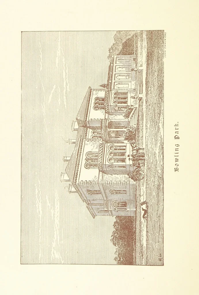 An illustration from A Series of picturesque views of castles and country houses in Yorkshire, principally in the northern division of the West Riding, from sketches made by Mr. E. Healey ... Reprinted from the “Bradford Illustrated Weekly Telegraph.”, 1885, leaf 114