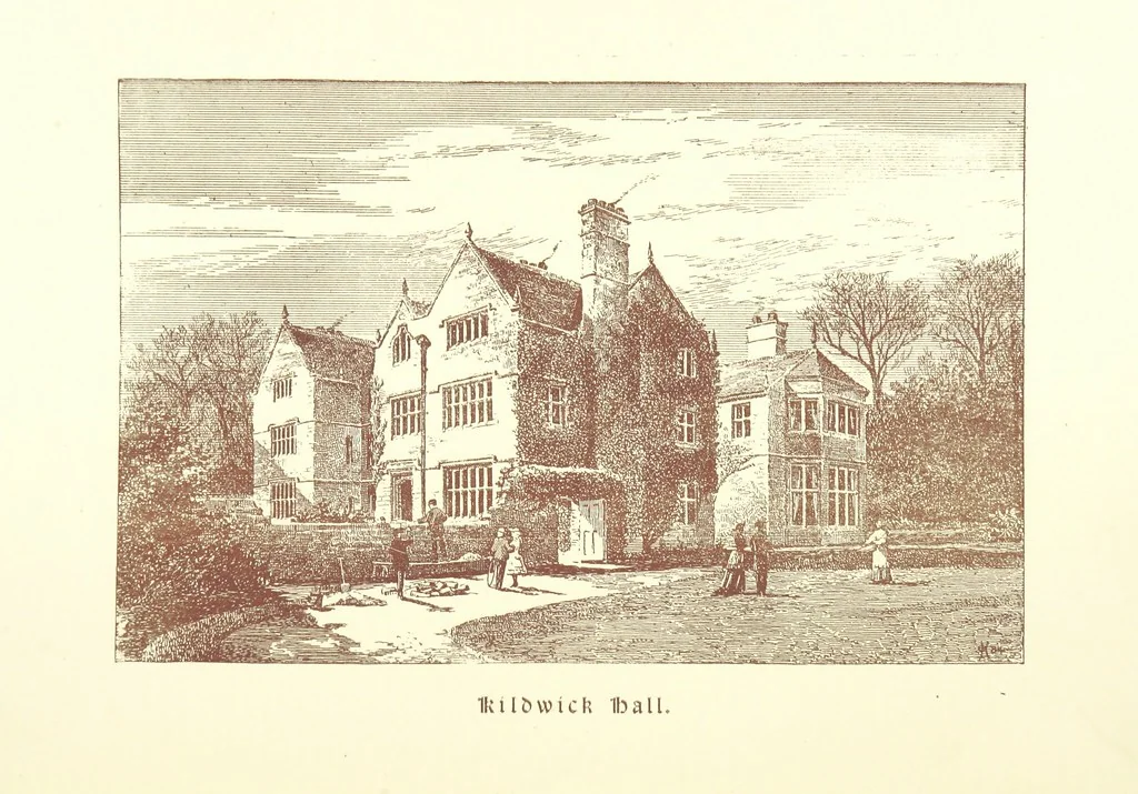 An illustration from A Series of picturesque views of castles and country houses in Yorkshire, principally in the northern division of the West Riding, from sketches made by Mr. E. Healey ... Reprinted from the “Bradford Illustrated Weekly Telegraph.”, 1885, leaf 153