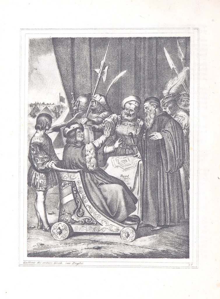 An illustration from Gallerie aus der Österreichischen Vaterlandsgeschichte in bildlicher Darstellung, etc, 1837, leaf 134