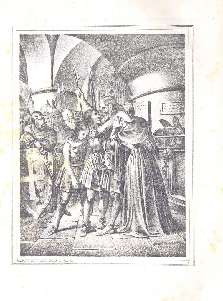An illustration from Gallerie aus der Österreichischen Vaterlandsgeschichte in bildlicher Darstellung, etc, 1837, leaf 14