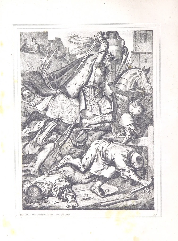 An illustration from Gallerie aus der Österreichischen Vaterlandsgeschichte in bildlicher Darstellung, etc, 1837, leaf 146