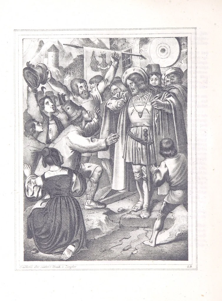 An illustration from Gallerie aus der Österreichischen Vaterlandsgeschichte in bildlicher Darstellung, etc, 1837, leaf 182