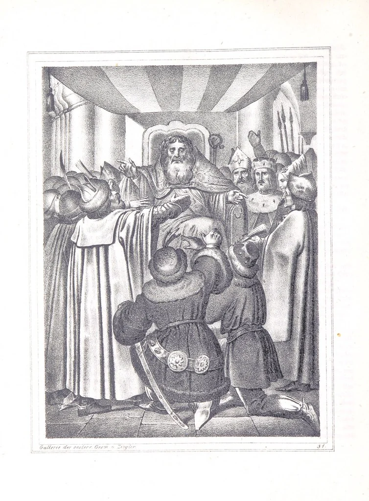 An illustration from Gallerie aus der Österreichischen Vaterlandsgeschichte in bildlicher Darstellung, etc, 1837, leaf 194