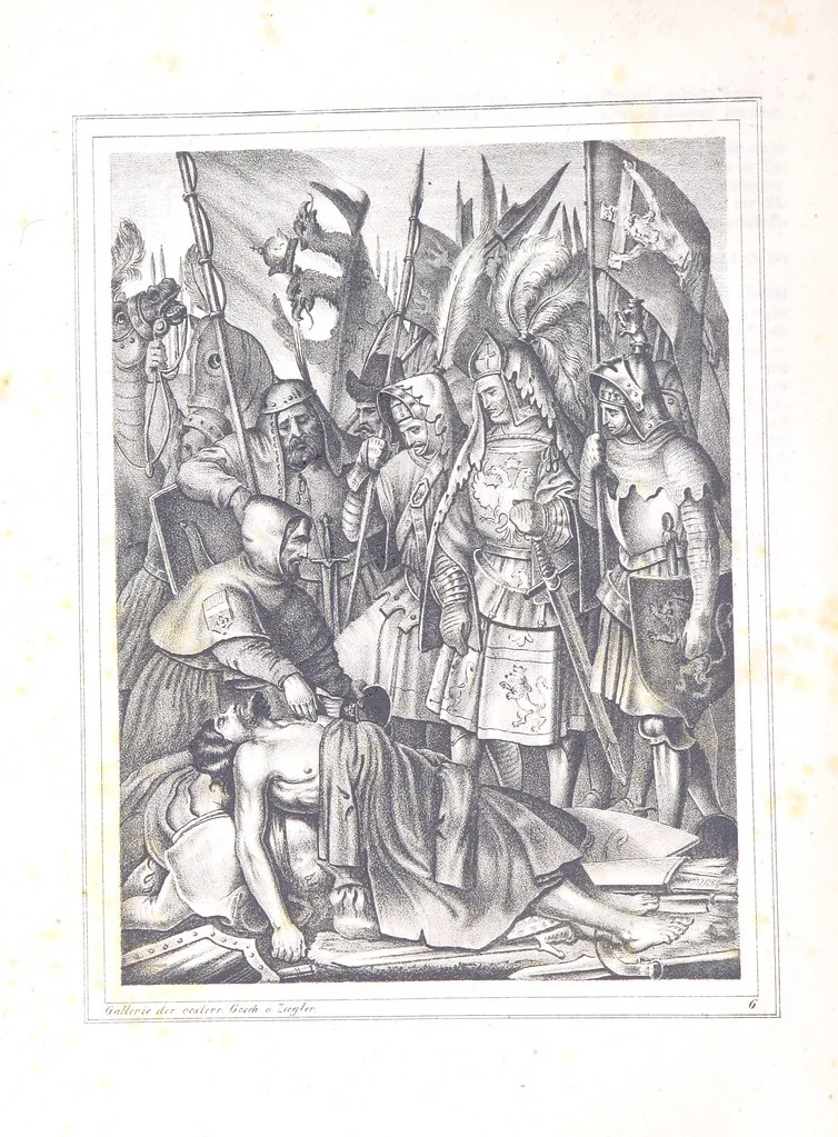 An illustration from Gallerie aus der Österreichischen Vaterlandsgeschichte in bildlicher Darstellung, etc, 1837, leaf 44