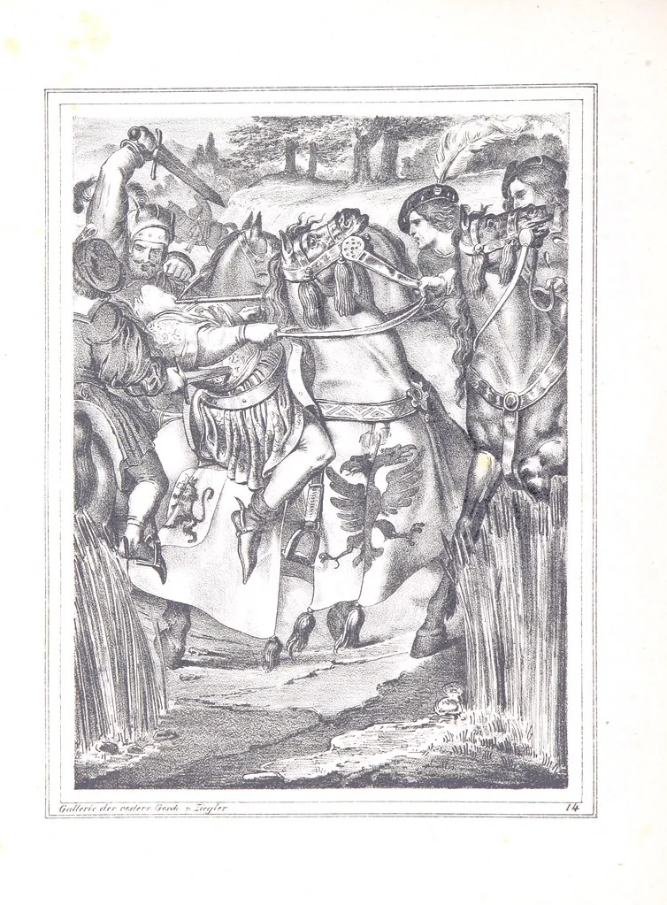 An illustration from Gallerie aus der Österreichischen Vaterlandsgeschichte in bildlicher Darstellung, etc, 1837, leaf 92