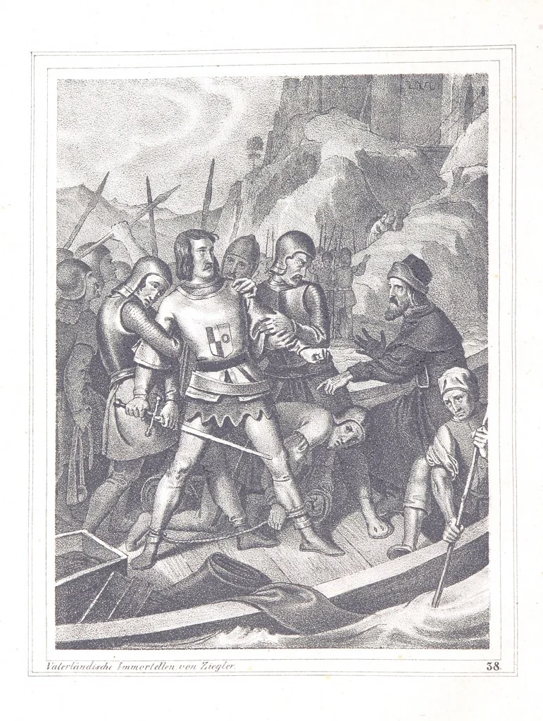An illustration from Vaterländische Immortellen aus dem Gebiete der österreichischen Geschichte der alten, mittleren, neuern und neuesten Zeit gesammelt und mit einer ... Bilderschau der merkwürdigsten Handlungen ausgezeichneter Personen ... ausgestattet, 1840, leaf 102
