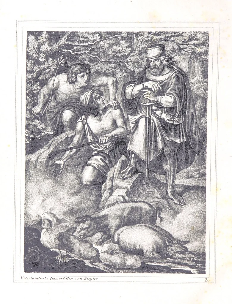 An illustration from Vaterländische Immortellen aus dem Gebiete der österreichischen Geschichte der alten, mittleren, neuern und neuesten Zeit gesammelt und mit einer ... Bilderschau der merkwürdigsten Handlungen ausgezeichneter Personen ... ausgestattet, 1840, leaf 12