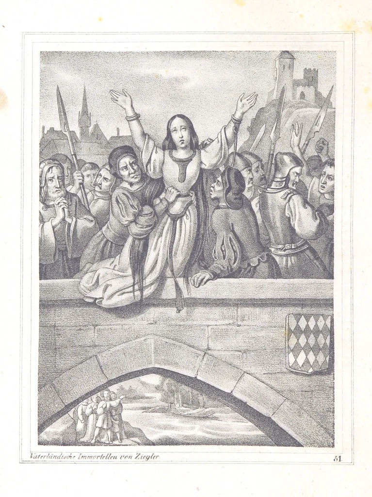 An illustration from Vaterländische Immortellen aus dem Gebiete der österreichischen Geschichte der alten, mittleren, neuern und neuesten Zeit gesammelt und mit einer ... Bilderschau der merkwürdigsten Handlungen ausgezeichneter Personen ... ausgestattet, 1840, leaf 144